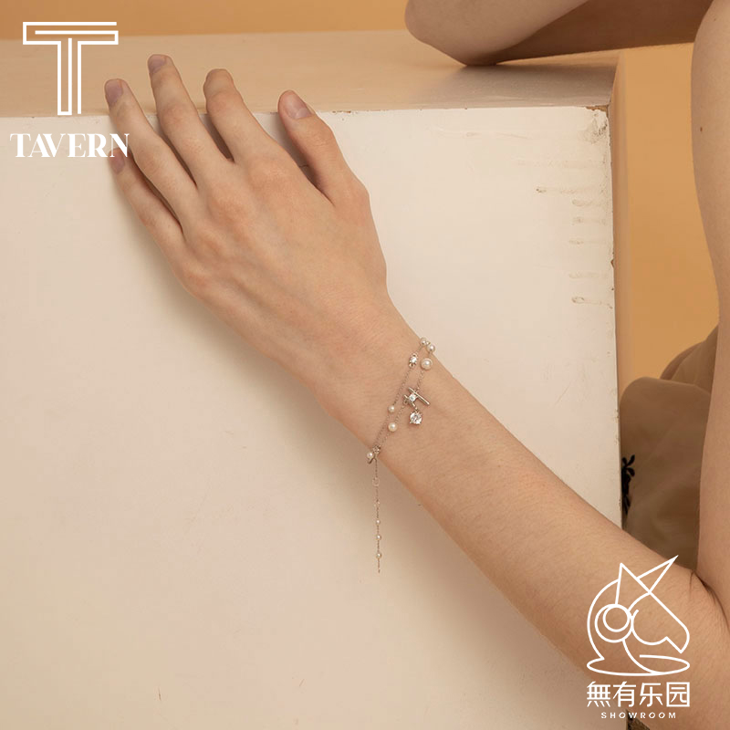 Tavern平衡系列双层珍珠锆石手链女手环气质小众设计品牌气质高级