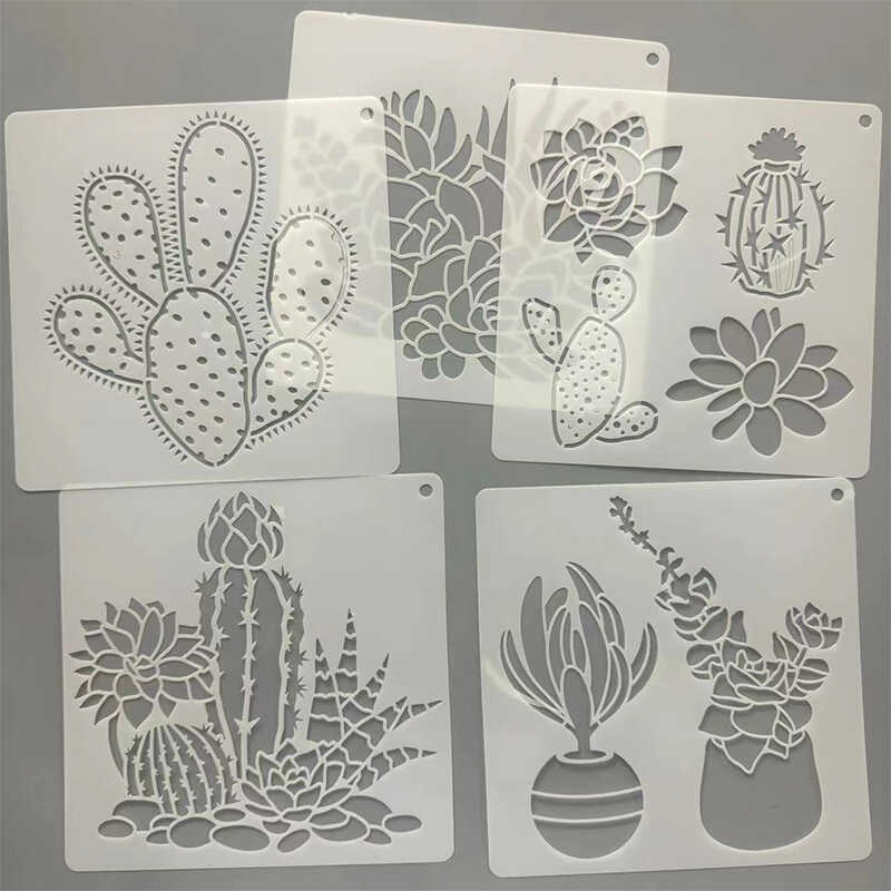 多肉仙人掌植物镂空绘画手抄报模板儿童学生画画涂鸦diy手绘软尺
