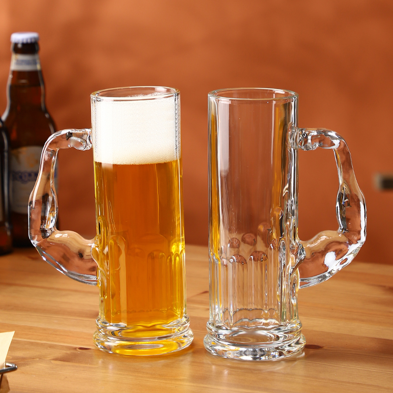 创意酒杯啤酒扎啤马克大力杯肌肉啤酒杯大容量活动餐厅水杯玻璃杯