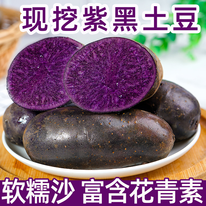 紫土豆黑土豆黑金刚新鲜紫色洋芋马铃薯黑美人迷你小土豆5斤蔬菜