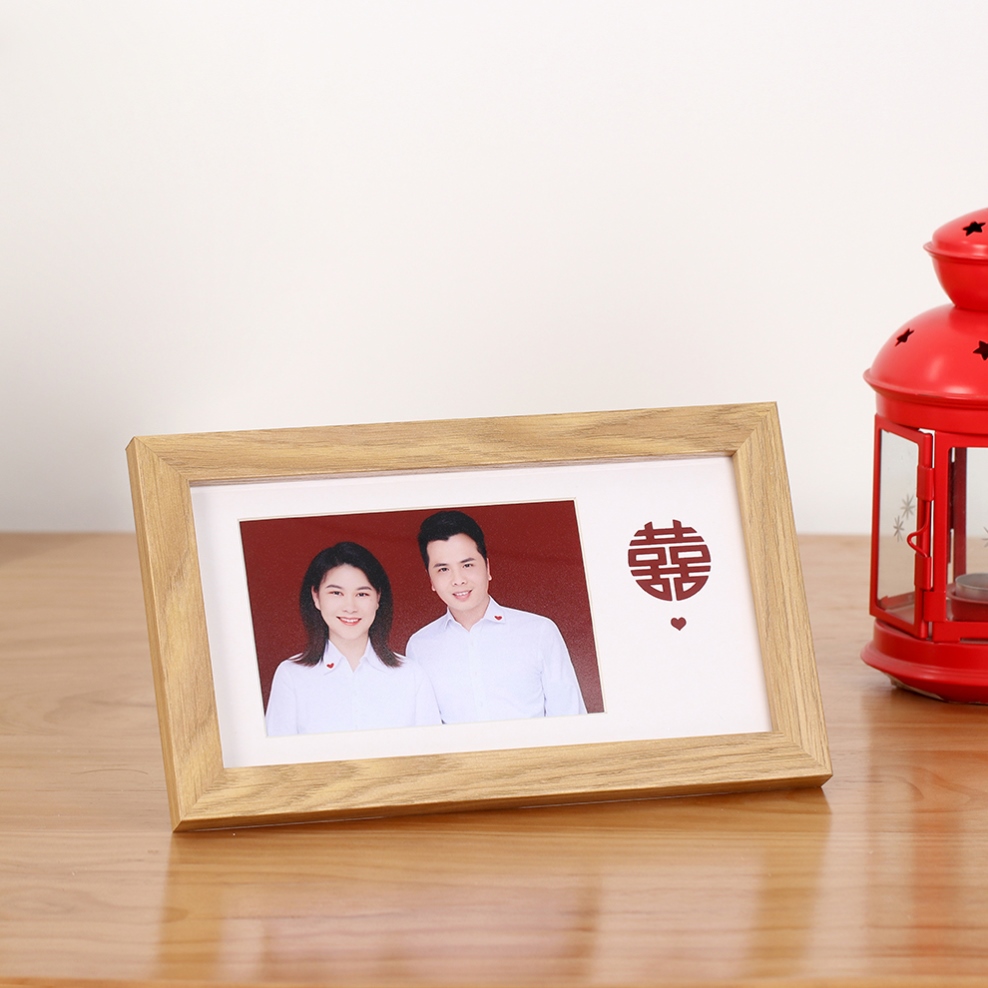 结婚登记照相框创意摆台海马体六寸夫妻情侣领证件洗做成红底照片