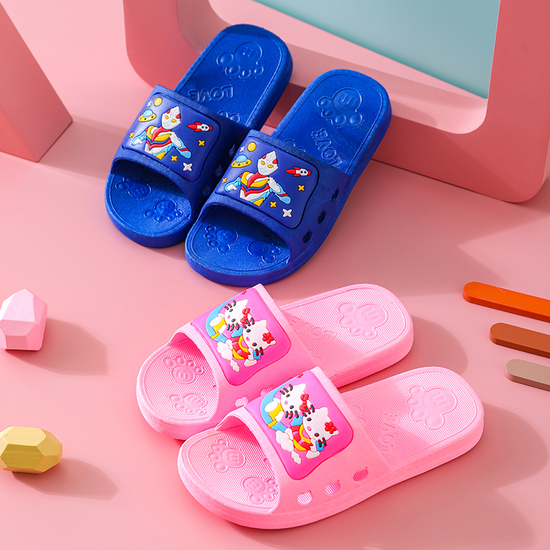 儿童拖鞋夏季女童卡通中性粉红色家用一字拖宝宝居家防滑浴室男童