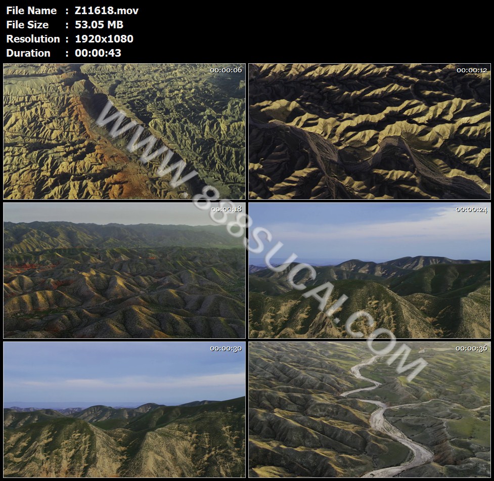 黄土高原航拍起伏山脉荒山山岭沙漠化高清实拍视频素材