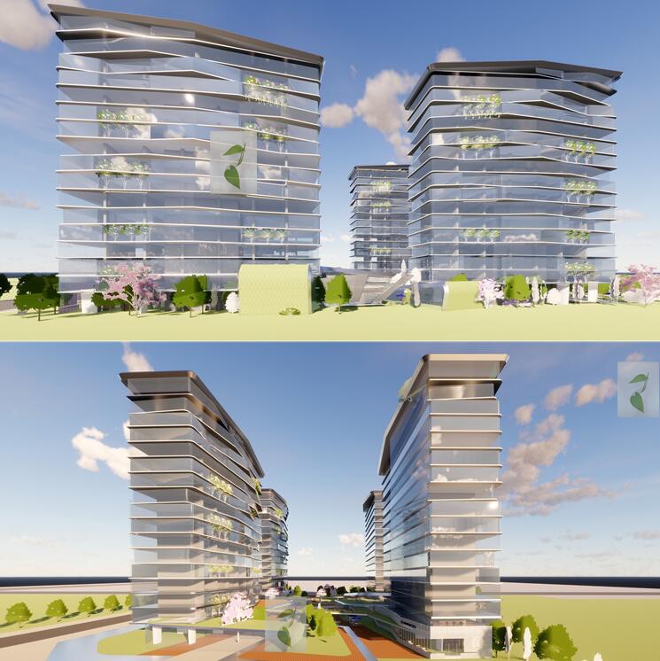 现代风格居住区住宅小区豪宅垂直绿化森林城市建筑草图大师SU模型