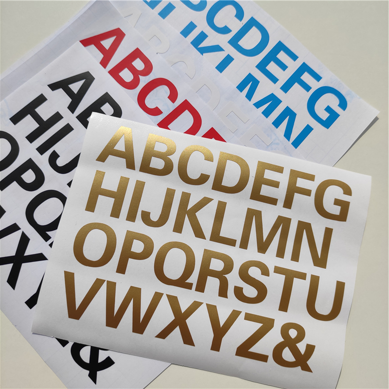 3厘米英文字母贴大写26个字母A至Z平面镂空PVC黑白彩金色防水贴纸