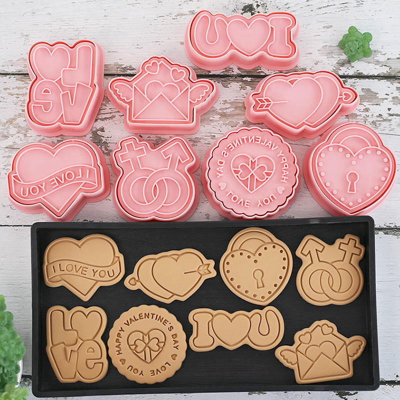 情人节饼干模具爱心玫瑰钻戒卡通婚礼翻糖曲奇糖霜饼干烘焙工具