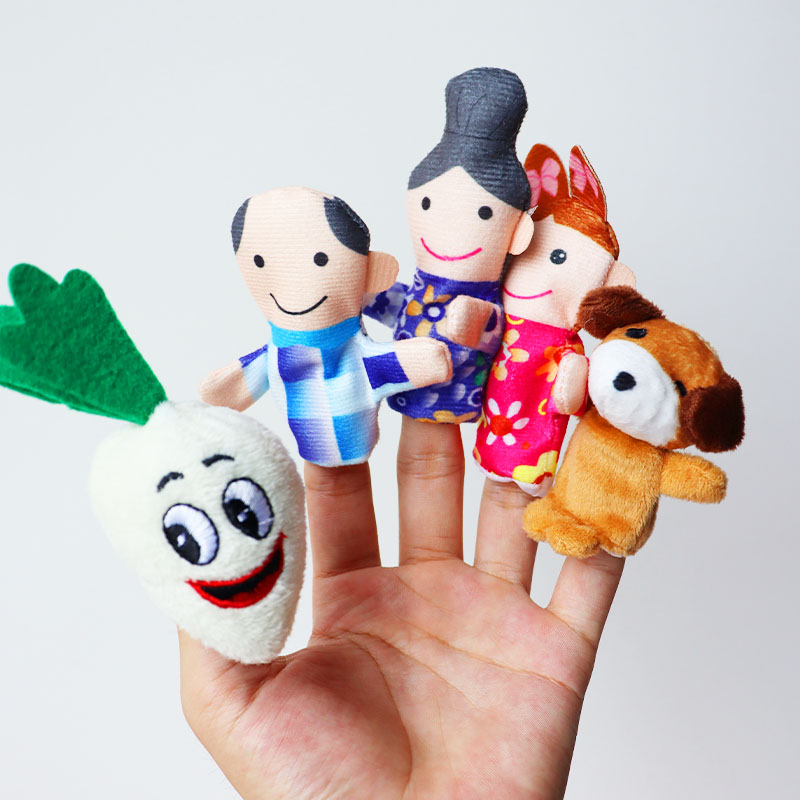 农夫拔萝卜手指玩偶儿童绘本故事儿歌指偶教具动物手偶玩具幼儿园