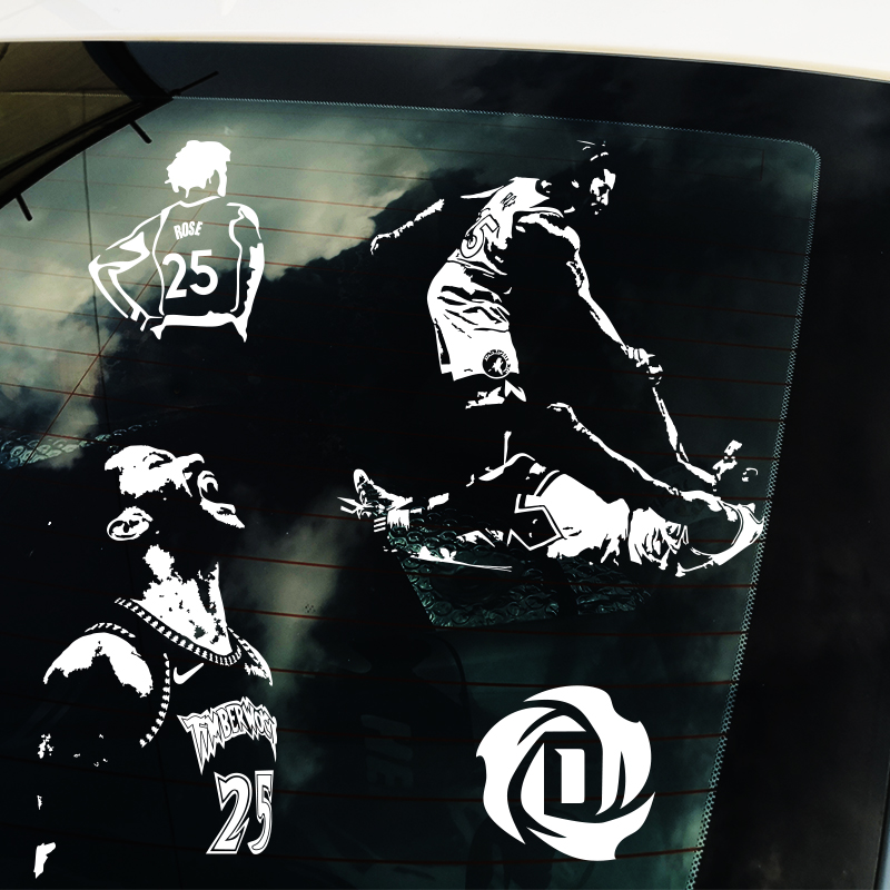 nba罗斯logo篮球汽车改装个性霸气车身两个人物后窗油箱盖反光贴