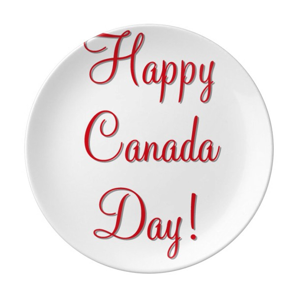 庆祝加拿大节日快乐枫叶简笔画陶瓷餐盘子8寸月光盘餐具家居礼物