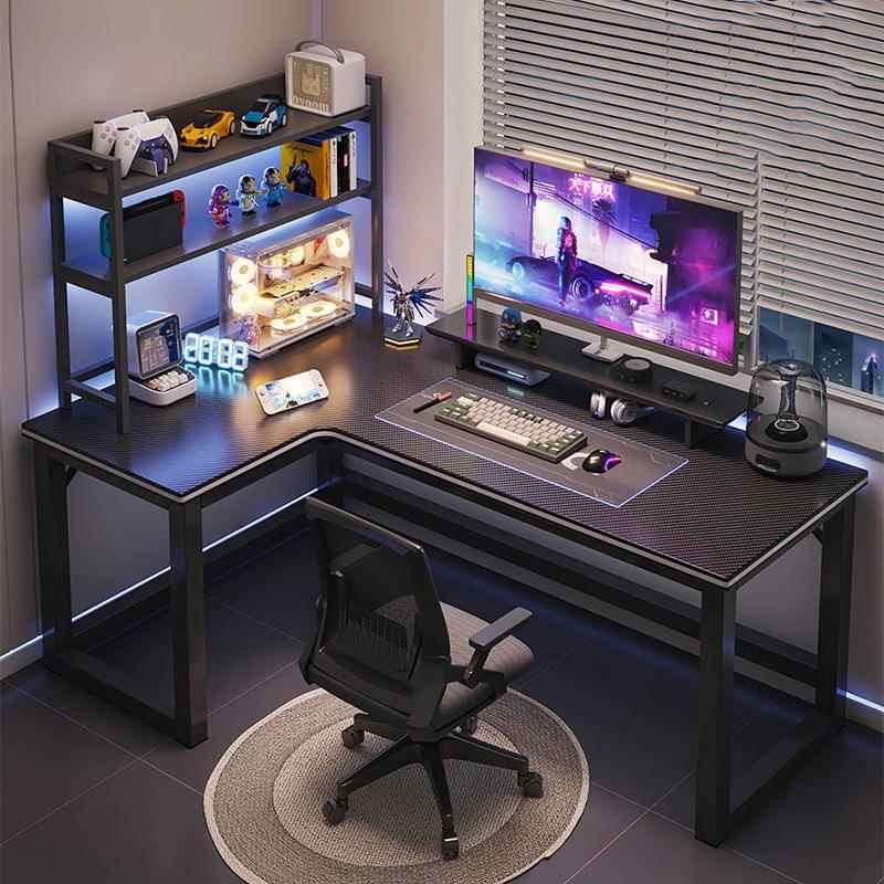 转角电竞桌台式电脑桌家用书桌书架一体简约办公桌卧室写字桌子