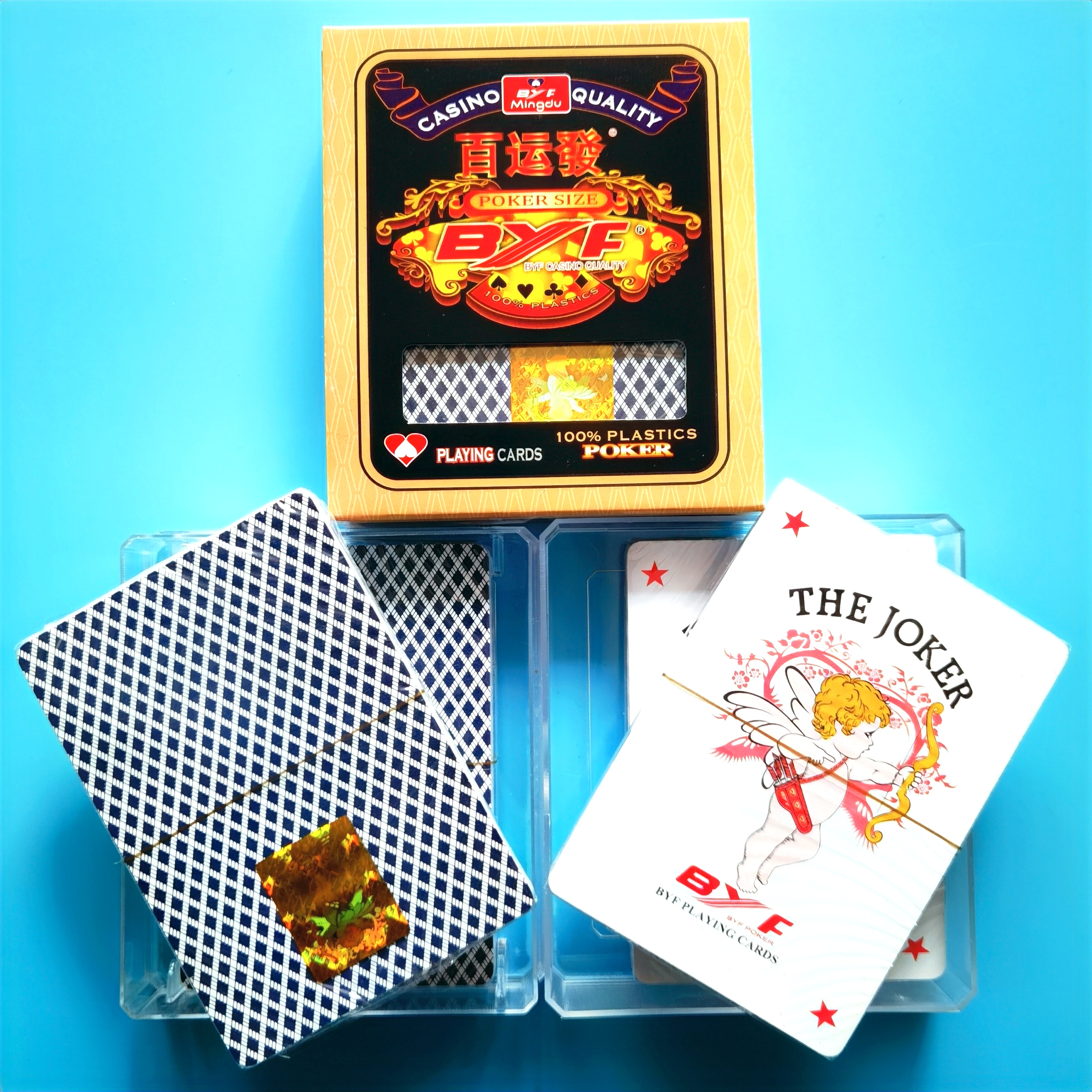 BYF梭哈专用塑料扑克牌 8-A双副装 磨砂大蜜蜂扑克 一条12盒24付