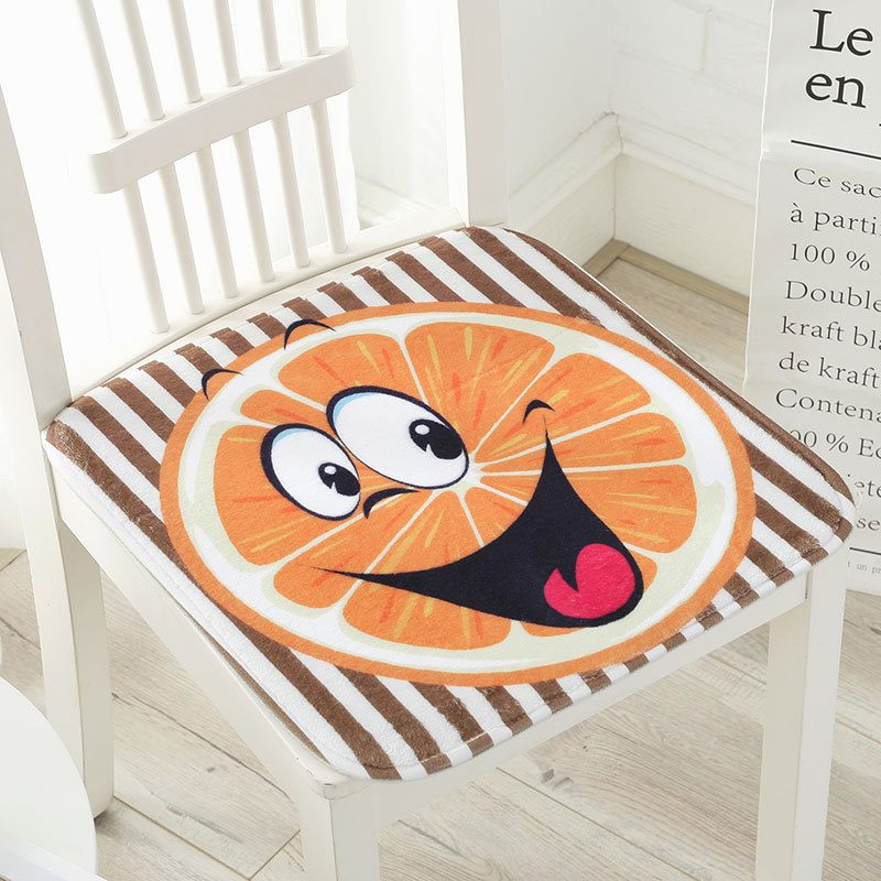 创意款橙子表情包坐垫四季绒布海绵椅垫地板飘窗地垫