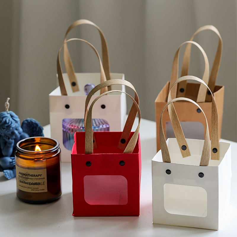 方型手提纸袋 香薰蜡烛包装袋小礼品袋简易韩式风DIY活动小提手袋