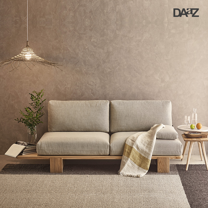 DAaZ日式北欧侘寂风创意简约小户型客厅全实木布艺榻榻米地台沙发