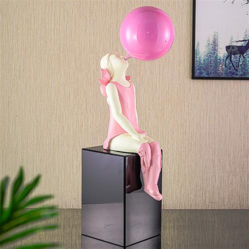 现代轻奢吹泡泡女孩摆件气球男孩雕塑创意家居饰品客厅玄关电视柜