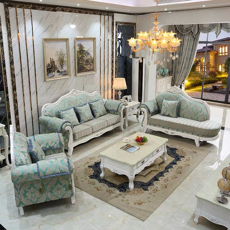 欧式布艺沙发组合小户型客厅1+2+3可拆洗美容院简欧三人位沙发