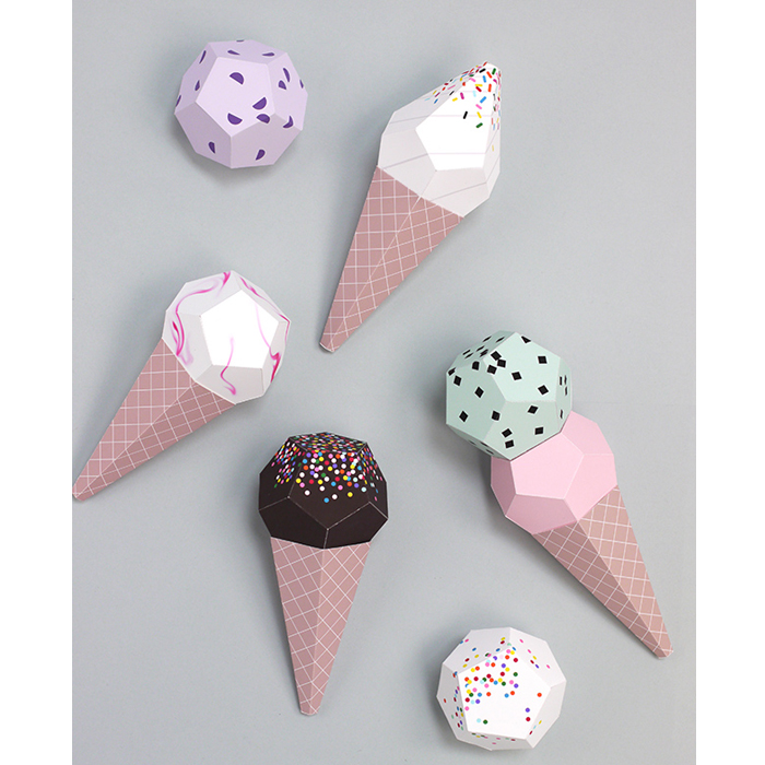 儿童手工折纸DIY拼装立体3D纸质模型雪糕冰糕冰淇淋冰激凌制作