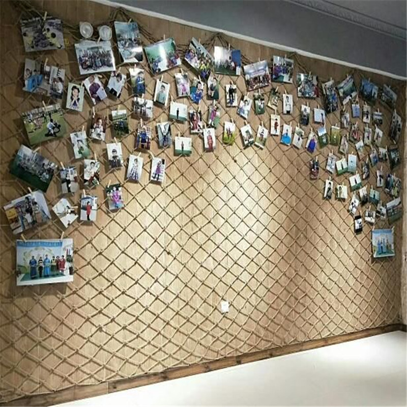创意照片墙主题留言墙面装饰麻绳挂画渔网幼儿园环创麻绳网格装饰