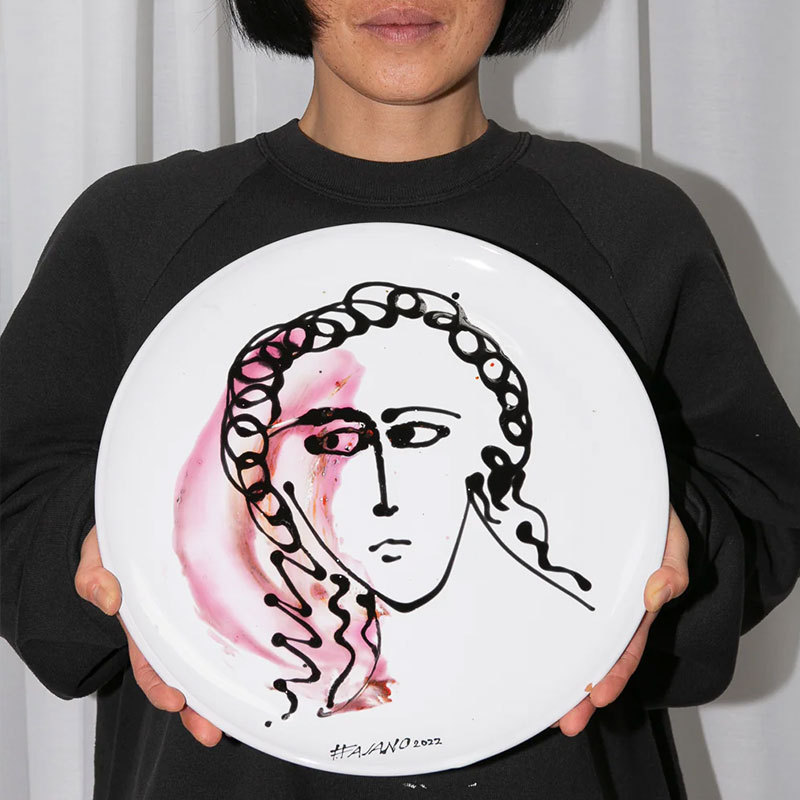 意大利Fasano盘子手绘人物西餐摆盘艺术摆件瓷盘画设计感柜台装饰