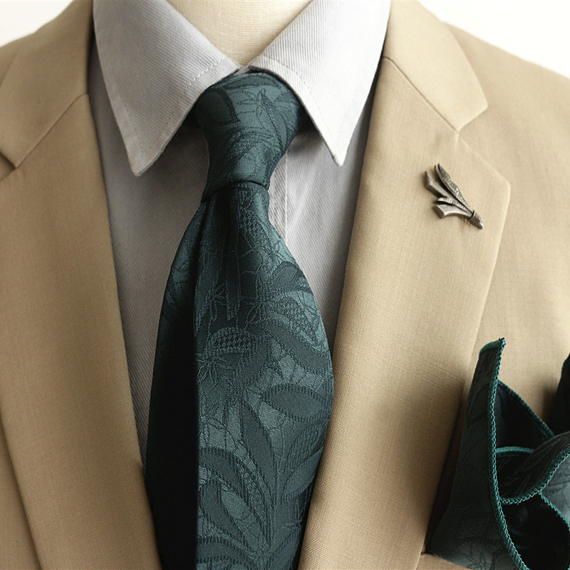 男女复古咖色绿色花纹领带正装休闲结婚婚礼舞台拍照西服口袋巾装