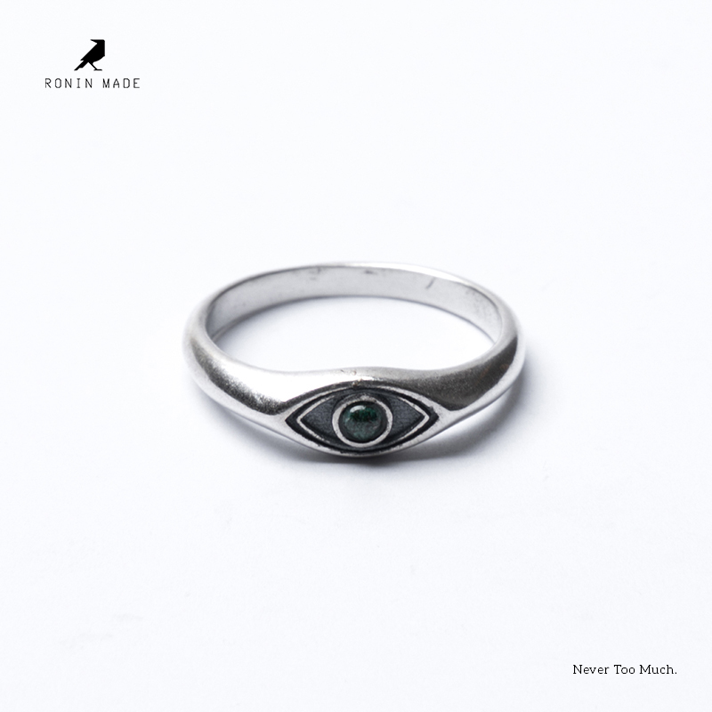 RONIN MADE荷鲁斯之眼纯银戒指女小众设计高级感对戒男绿松石
