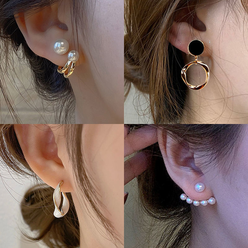 珍珠耳环女2024新款爆款法式复古轻奢耳钉小众高级设计感气质耳饰