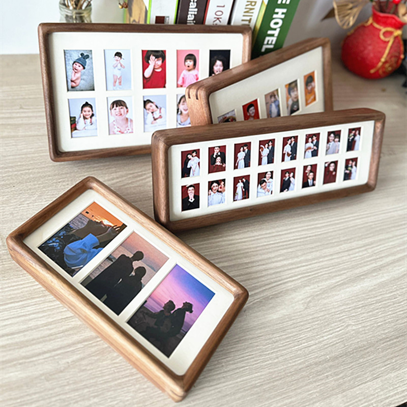 胡桃木相框摆台实木洗照片做成打印1一周年儿童成长记录证件照2寸