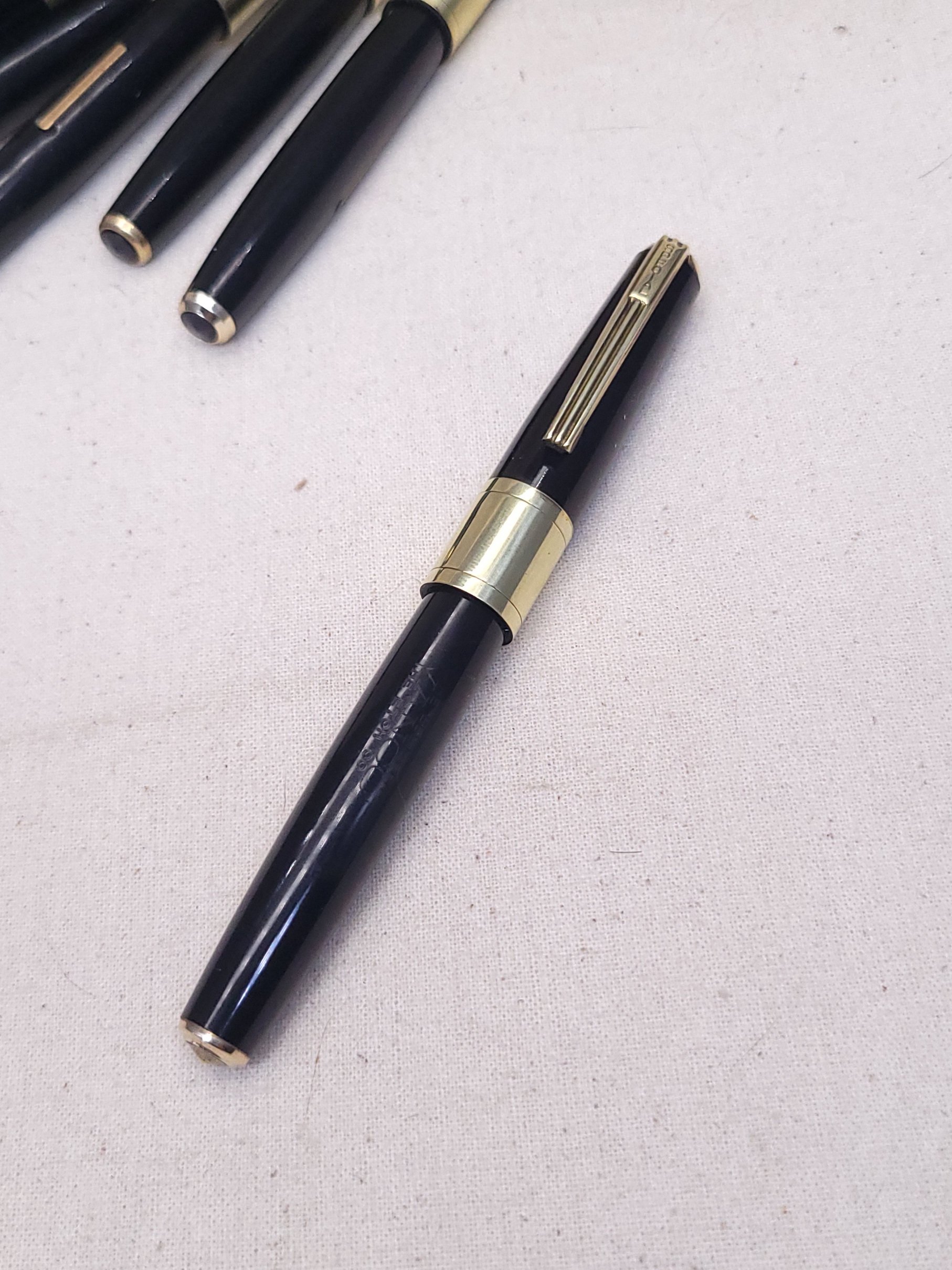 原装正品库存日本五十年代造VANCO万古牌黑色硬橡胶拉杆速写钢笔