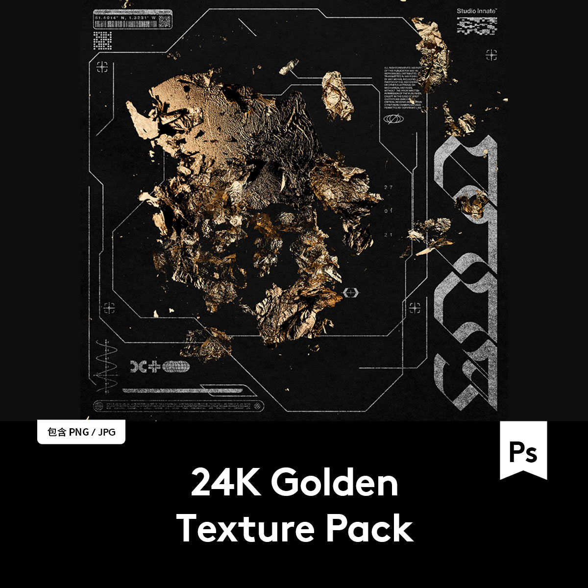 潮流金色金属黄金材质纹理创意海报设计背景图片素材 B2021053101