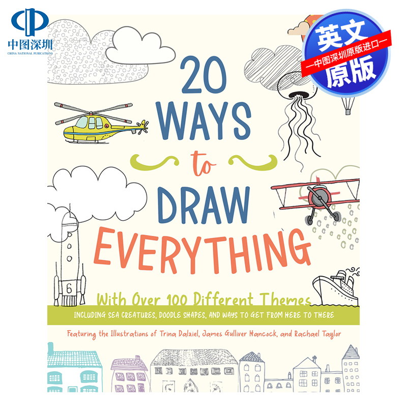 英文原版 20 Ways to Draw Everything 绘画一切20种方法 过100种不同的主题海洋生物涂鸦形状方法插图灵感艺术绘画书籍
