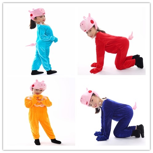 新款儿童动物演出服小猪佩奇乔治猪爸爸猪妈妈红猪卡通造型表演服