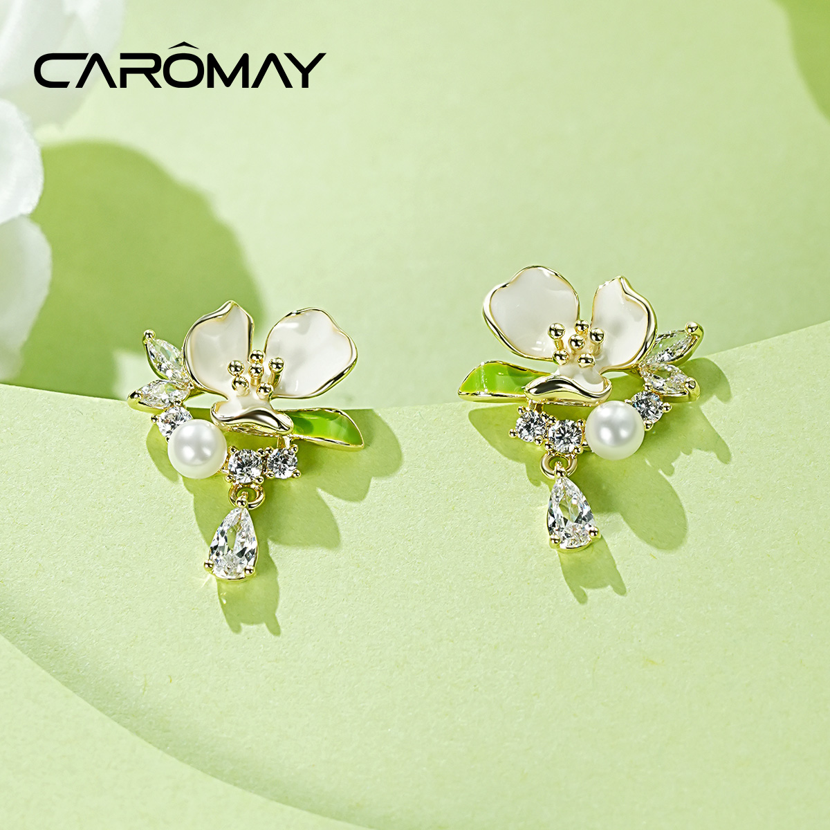 Caromay莫奈花园·玉兰耳环法式轻奢小众设计高级感耳钉花朵耳饰