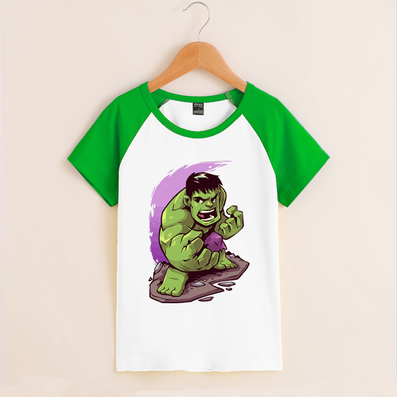 绿巨人浩克男女孩半袖T恤儿子卡通可爱动漫英雄Q版同人短袖棉童装