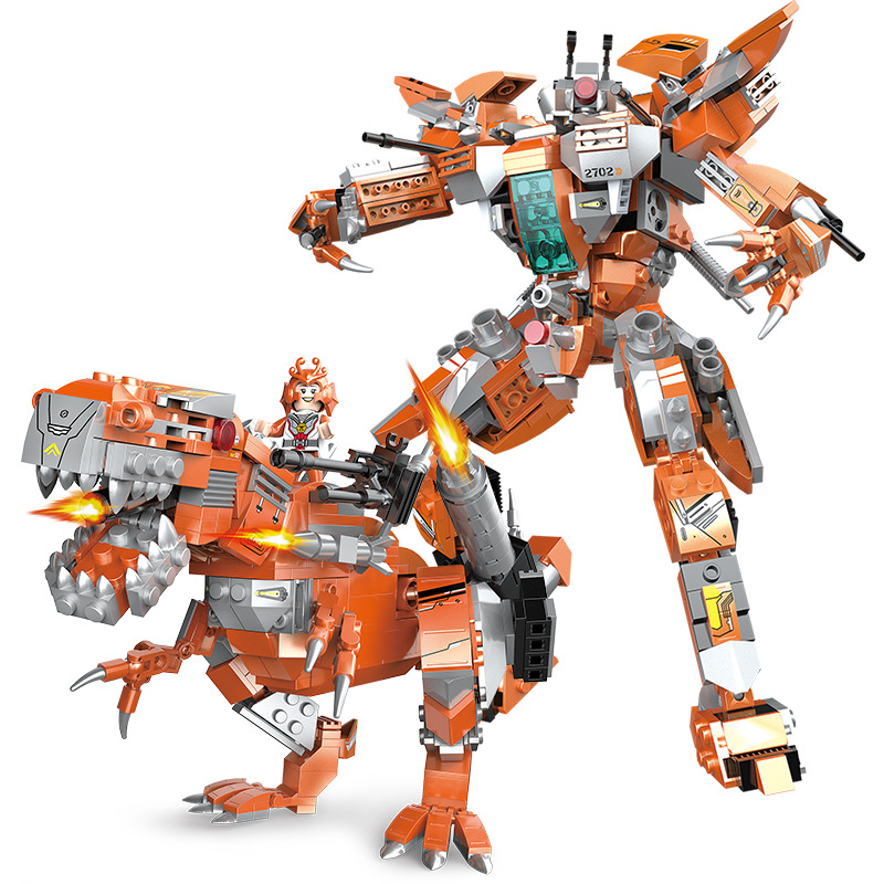 机械恐龙机甲霸王龙剑龙翼龙棘龙变形金刚机器人益智拼装积木玩具