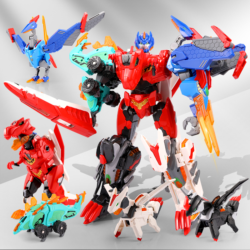 神兽金刚玩具狂龙地球之盾五合体正版变形机器人恐龙儿童男孩套装