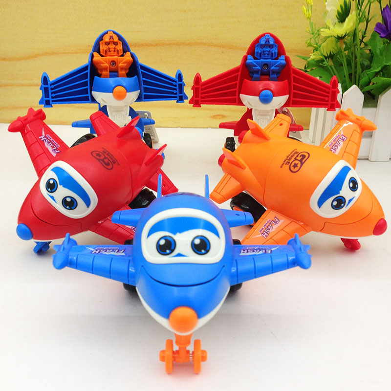 2021新款自动变形小飞机玩具模型惯性撞击变形玩具宝宝2-3-5岁6男