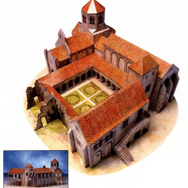 儿童益智DIY手工制作欧洲古代房屋中世纪建筑3D纸质模型纸艺玩具