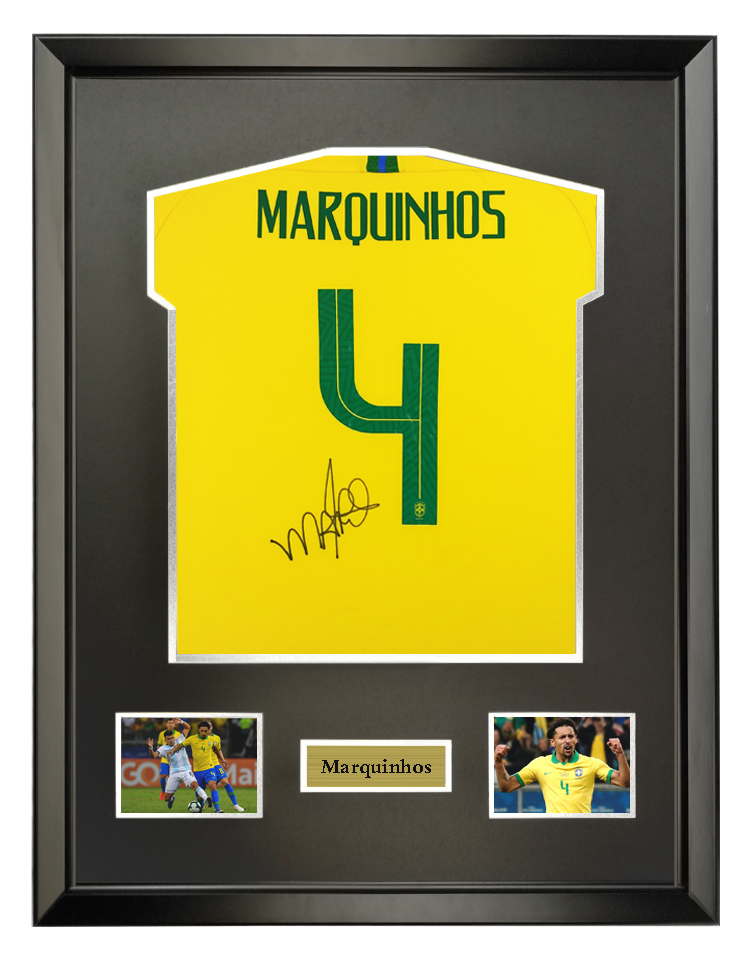马尔基尼奥斯 2019美洲杯巴西国家队 亲笔签名足球服球衣 裱框含SA证书