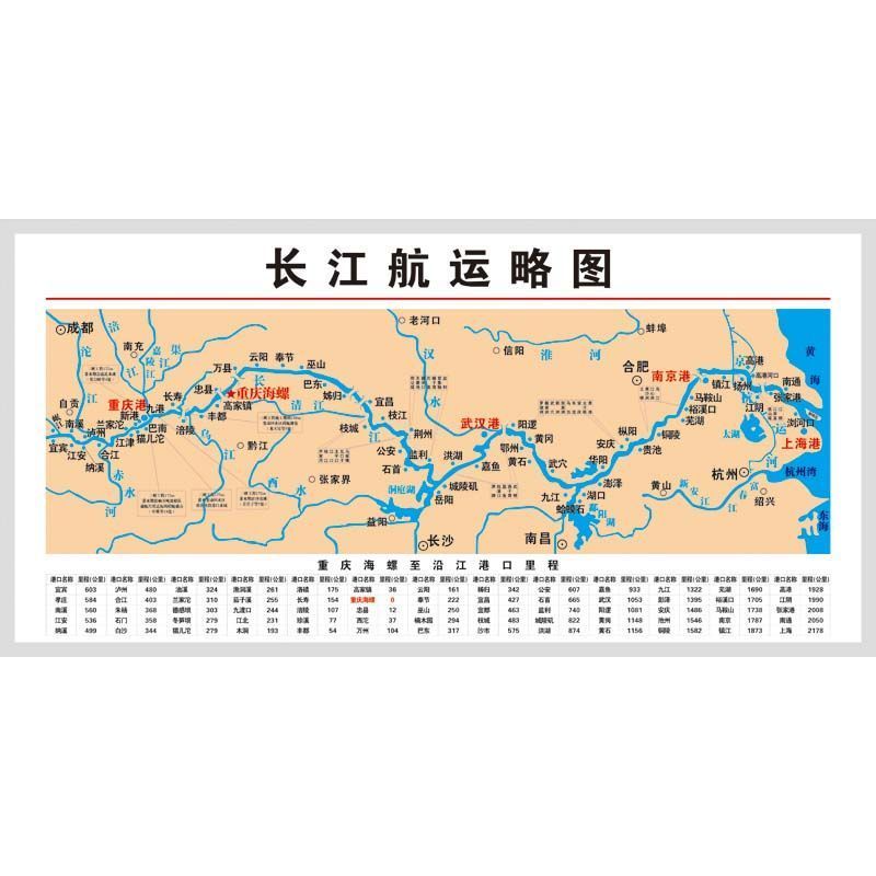 速发长江航运图沿岸沿港口城市分布图海报高清定制水城长江流域定