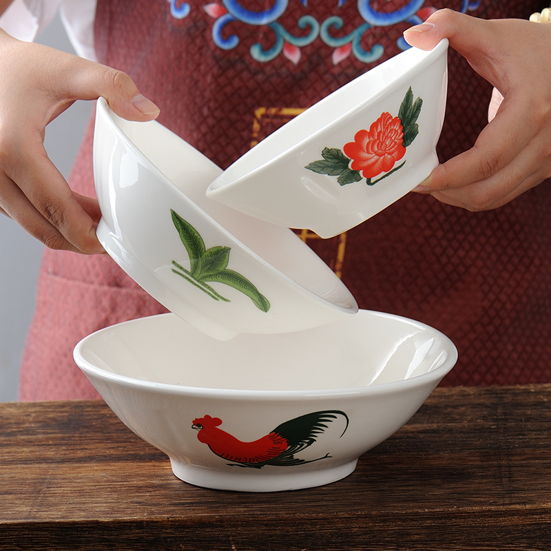 陶瓷传统公鸡碗粗陶古风斗笠怀旧经典老式鸡公商用小碗复古海碗