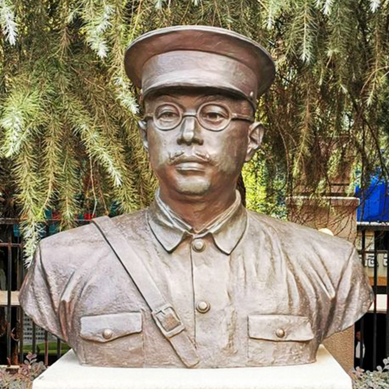 南昌起义革命先驱廖乾五玻璃钢仿铜人物雕塑博物馆英雄模范头像
