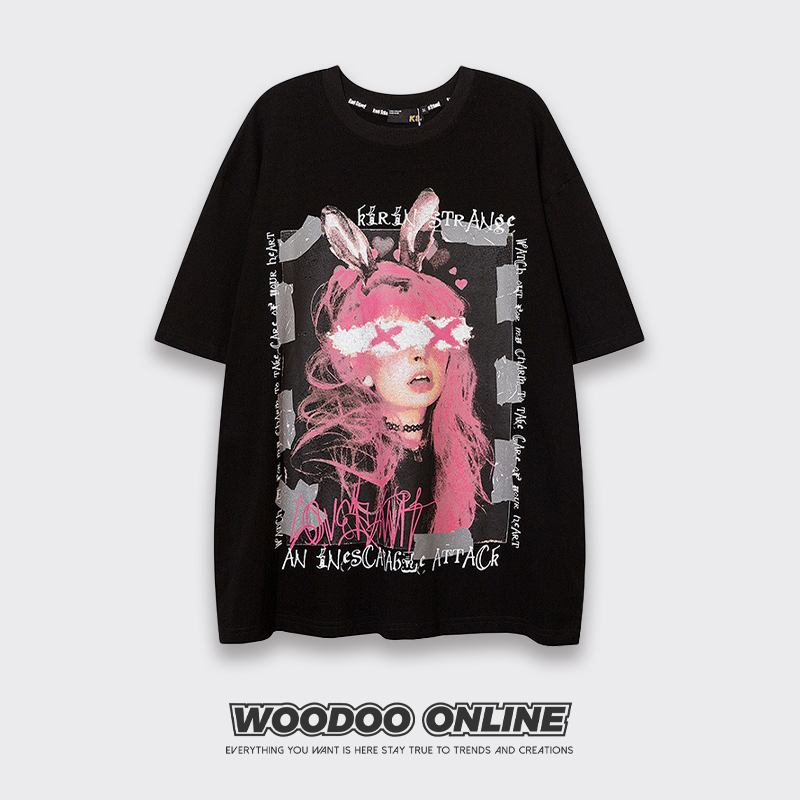 洒酽春浓 WOODOO 设计师品牌 美式高街创意头像印花 男女T恤