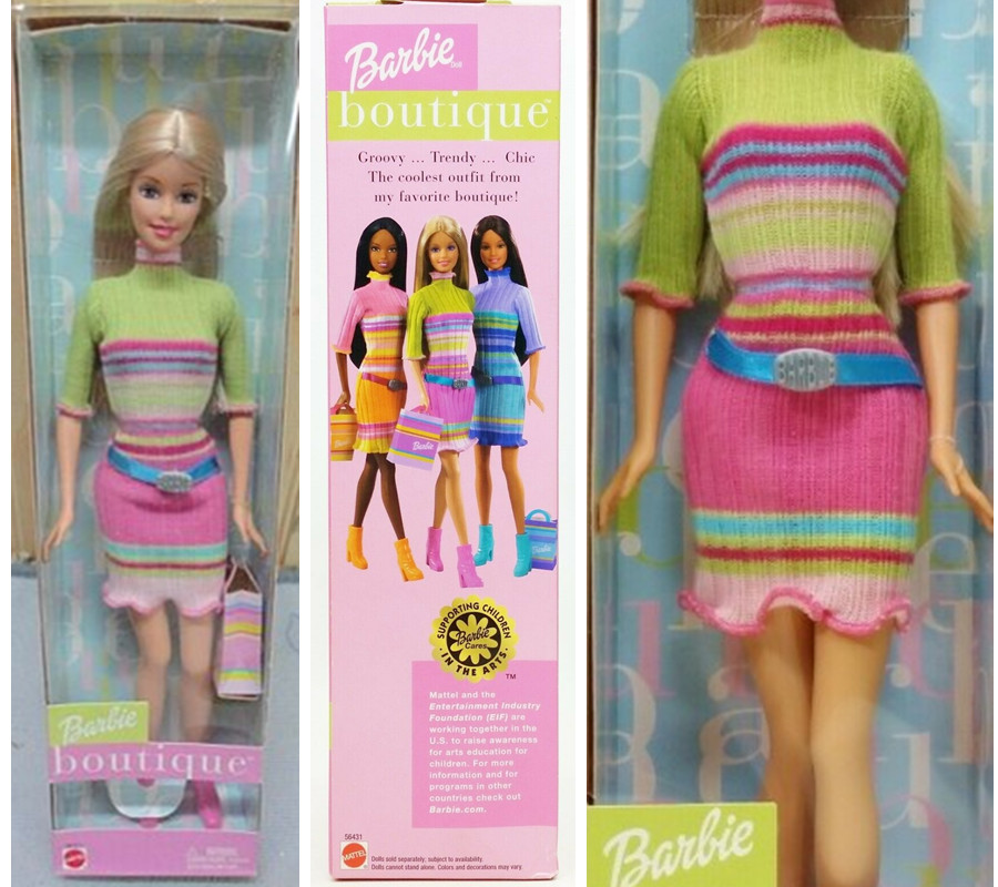 Boutique Barbie 2002 复古彩色拼色毛衣 甜美正品 绝版芭比娃娃
