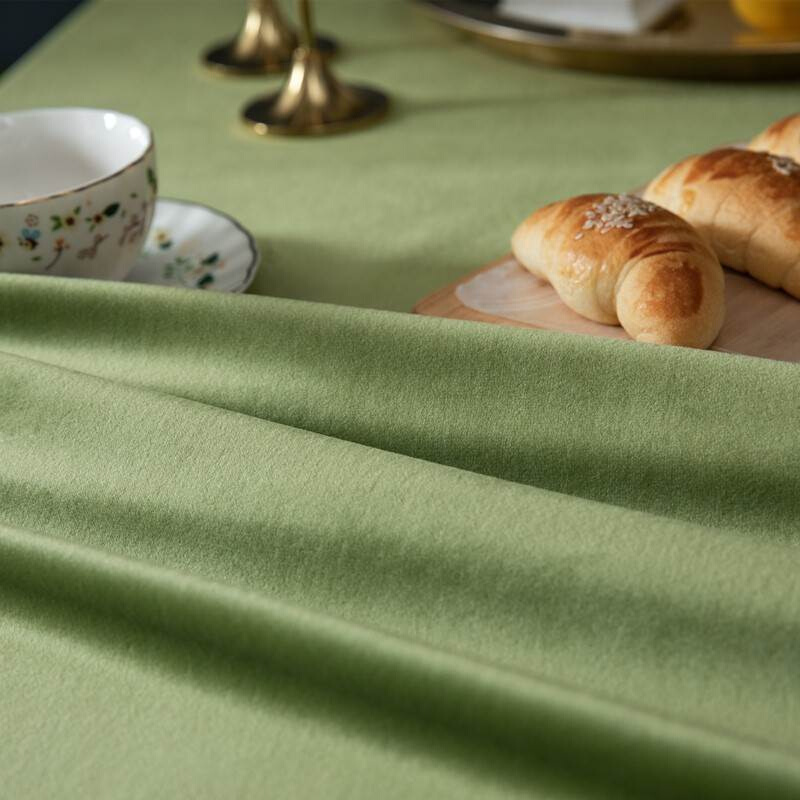 牛油果桌布轻奢丝绒绿色台布长方形纯色欧式餐厅西餐桌布艺茶几