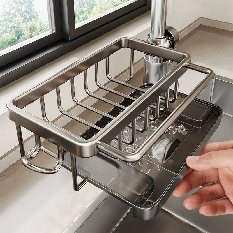 厨房水龙头置物架洗碗洗菜池水槽用品家用多功能抹布沥水篮收纳架