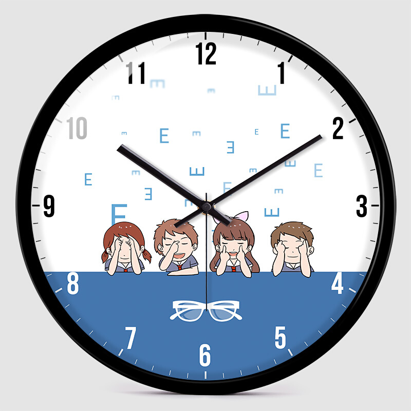 眼科医院挂钟眼镜店时钟教室钟表可爱卡通动画装饰眼保健操定制