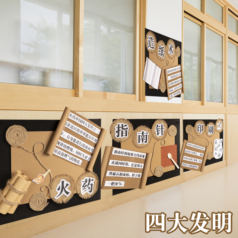 四大发明幼儿园环创中国风主题墙布置小学教室班级文化装饰材料