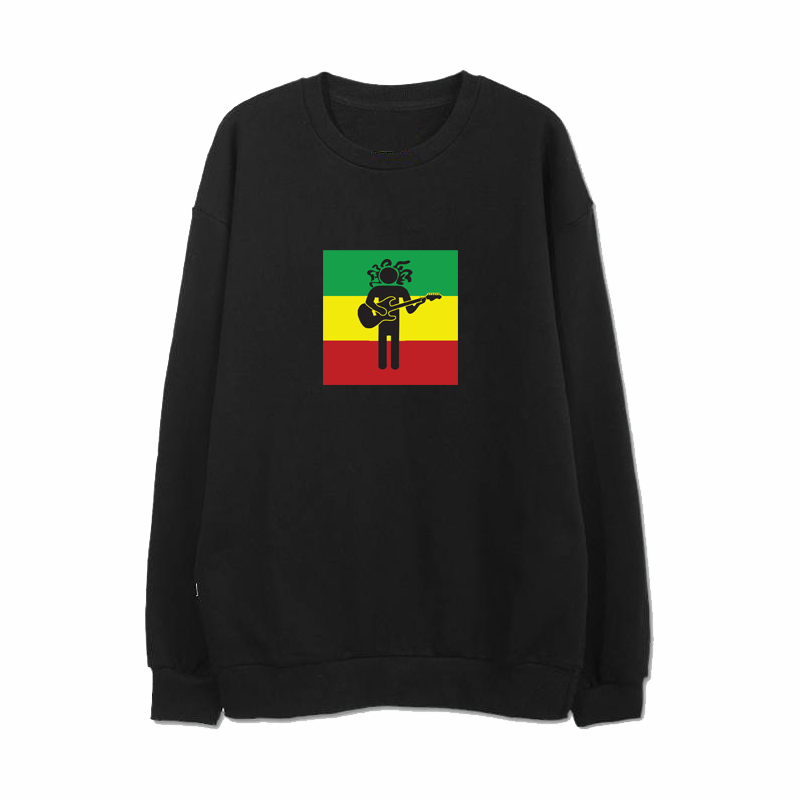 牙买加雷鬼rasta reggae红黄绿印花男女摇滚音乐文化秋冬圆领卫衣
