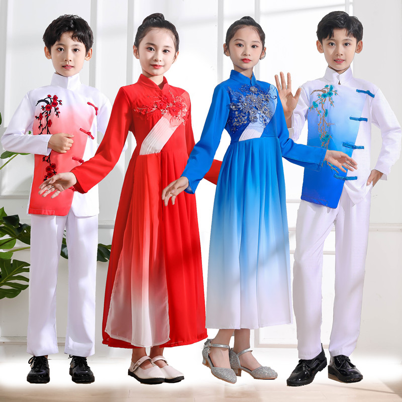儿童合唱演出服男童少年中国说毕业照诗歌朗诵红歌女童钢琴表演服
