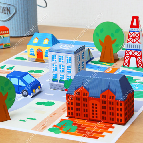 儿童益智DIY立体手工制作卡通小城市街道场景建筑3D纸质模型玩具